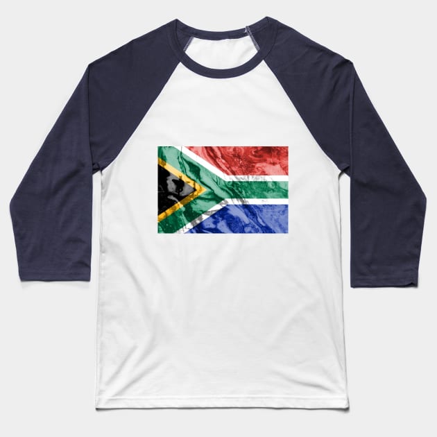 Flag of South Africa - Marble Texture Baseball T-Shirt by DrPen